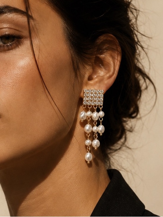Anthropologie Jewelry - Pearl Cascade Dangle Earrings - Gold